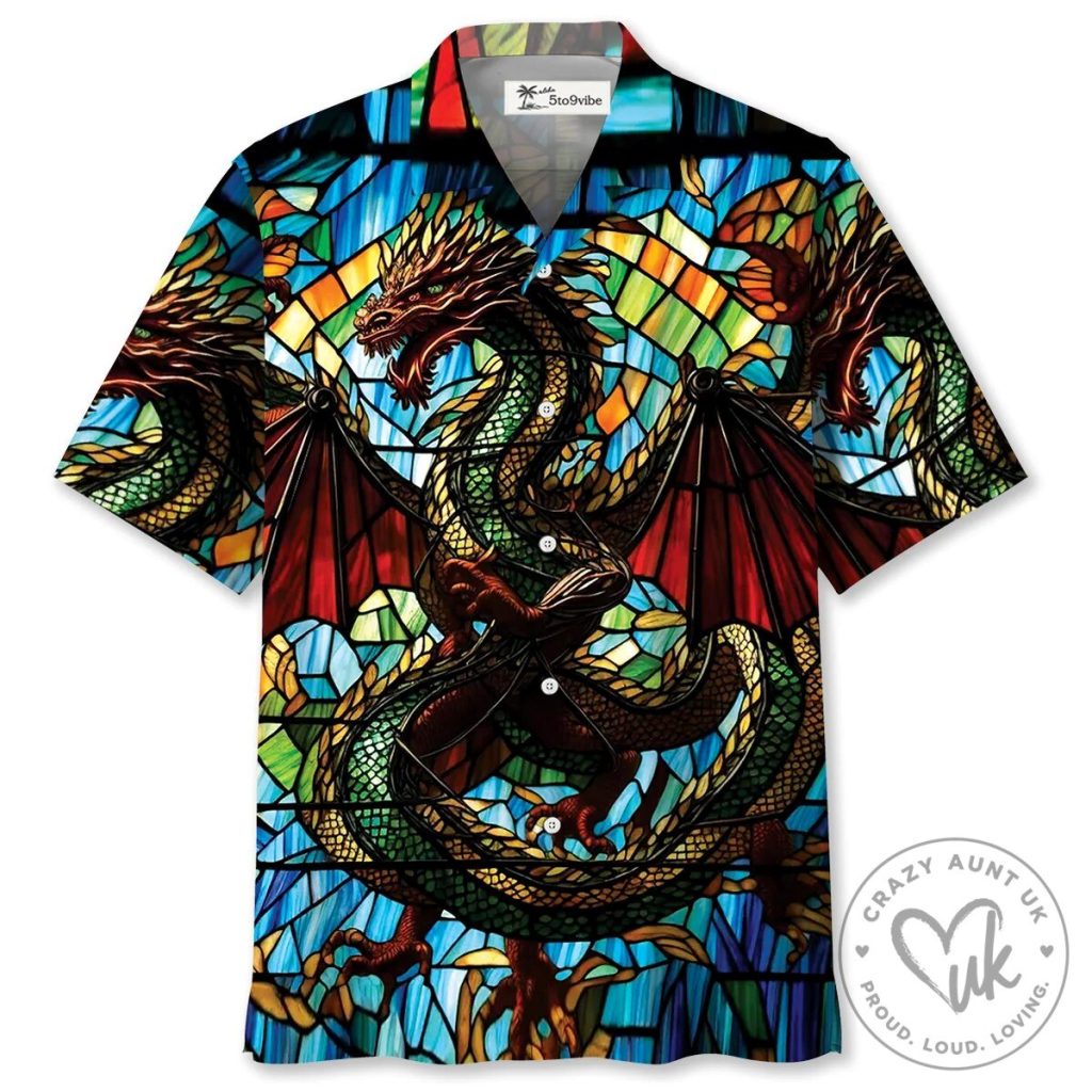 Stained Glass Dragon Fantasy Art Hawaiian Shirt 11 Stained Glass Dragon Fantasy Art Hawaiian Shirt
