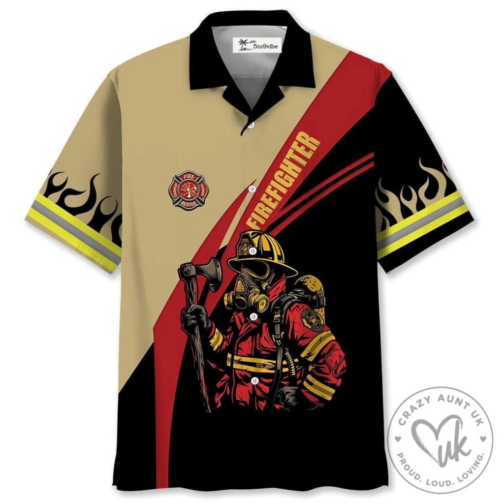 Firefighter Axe And Mask Fire Rescue Hawaiian Shirt
