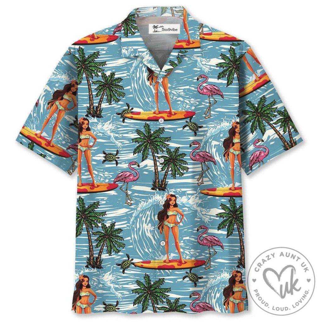Surfing Aloha Girl Hawaiian Beach Summer Vacation hawaiian-shirt