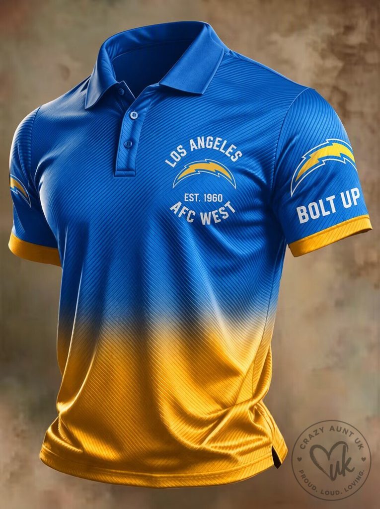 Los Angeles Chargers Football Team Blue Yellow Gradient Polo Shirt