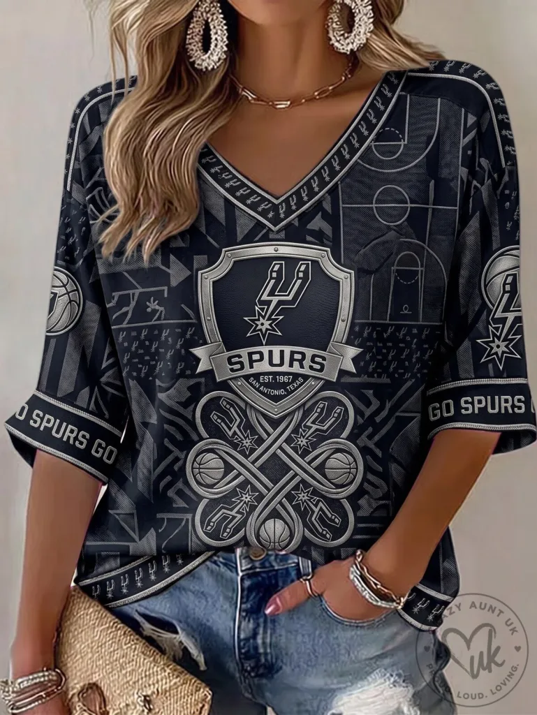 San Antonio Spurs Basketball Fan V-Neck Short Sleeve T-Shirt