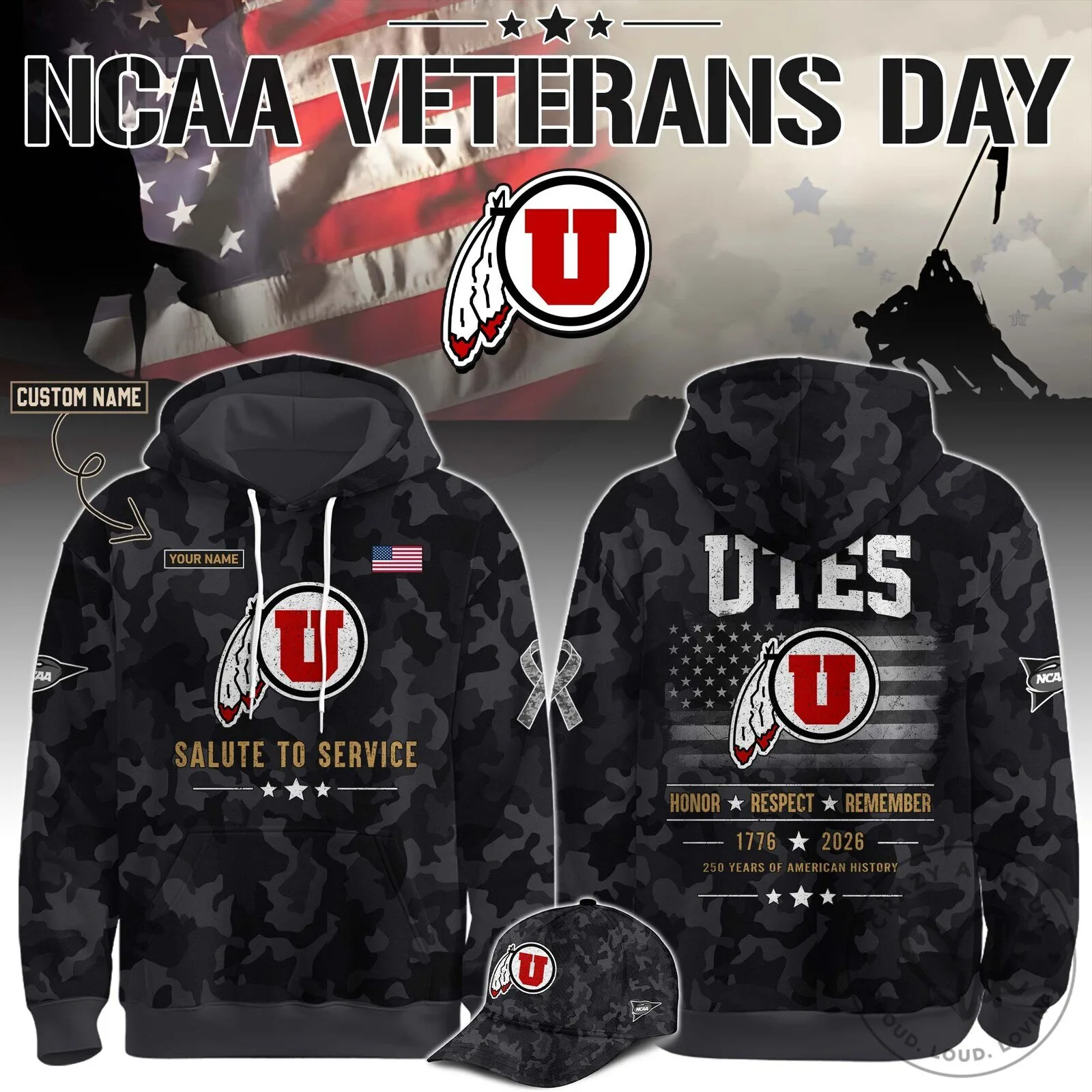 University of Utah Utes Veterans Day Salute To Service Camouflage Hoodie