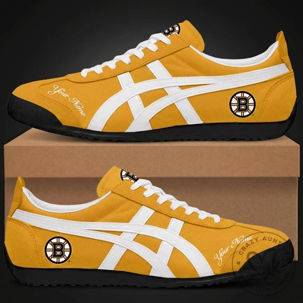 Boston Bruins National Hockey League Custom Name Yellow Athletic Shoes
