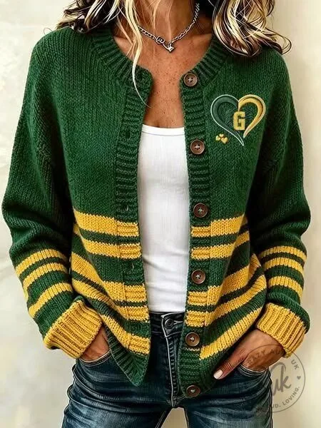 Green Bay Packers Women's Football Team Cardigan Sweater