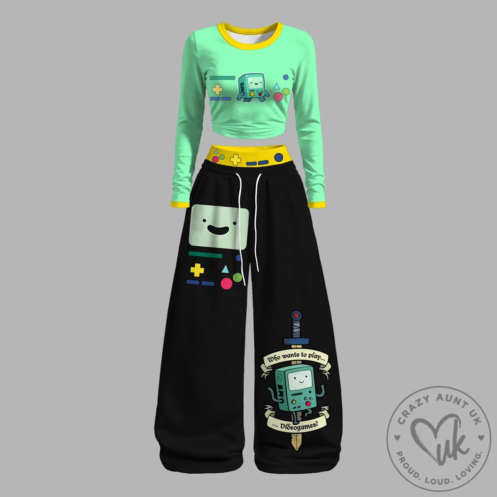 Adventure Time BMO Who Wants To Play Videogames Long-Sleeve Pants Set