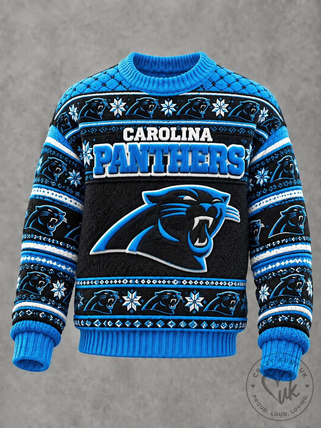 Carolina Panthers Ugly Christmas Sweater, Festive Winter Knit Crewneck Pullover Jumper