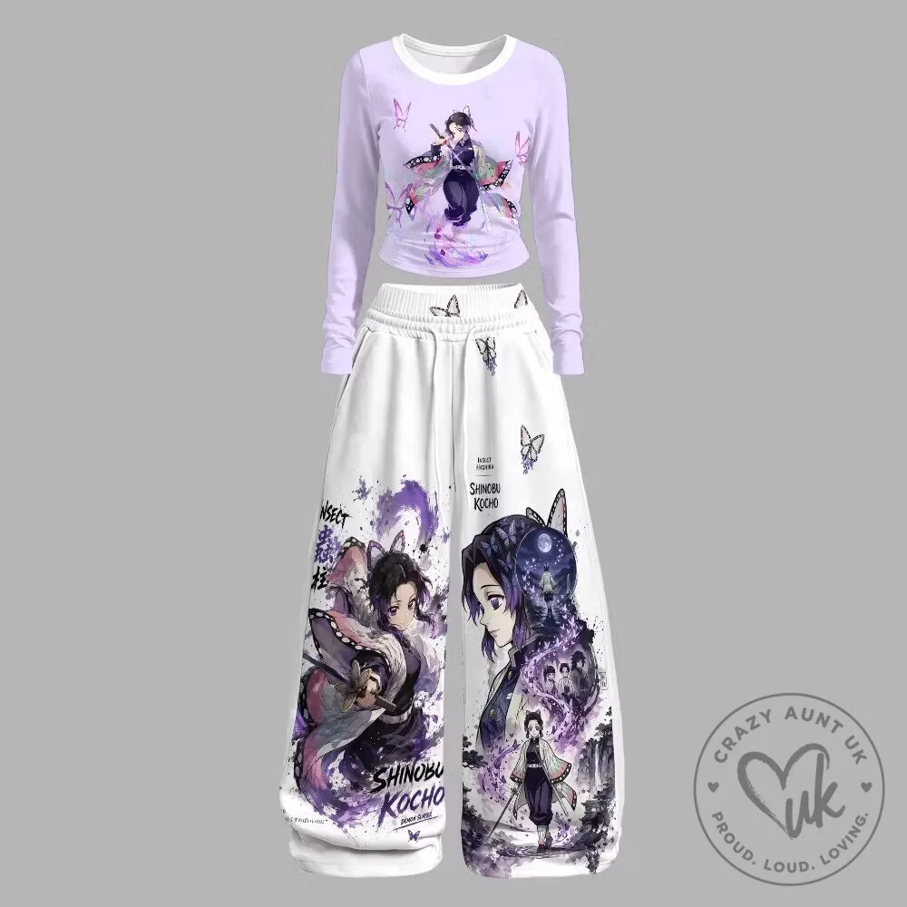 Shinobu Kocho Long Sleeve Shirt and Pants Set from Demon Slayer Anime Character Collection
