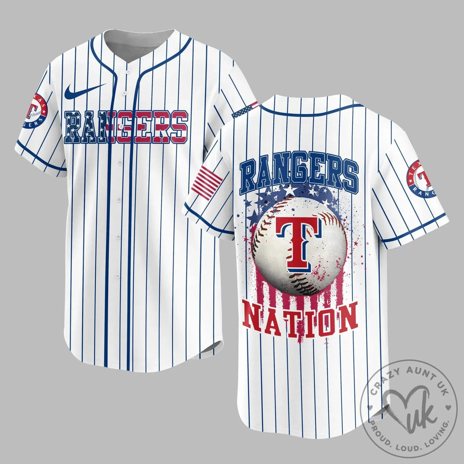 Texas Rangers Baseball Jersey Patriotic USA Flag Edition