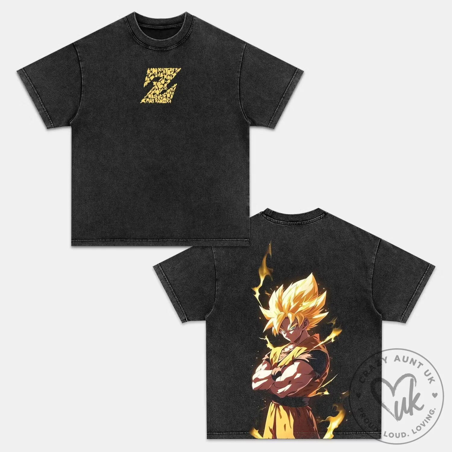 Dragon Ball Z Son Goku Super Saiyan Anime Inspired Vintage Washed T-Shirt