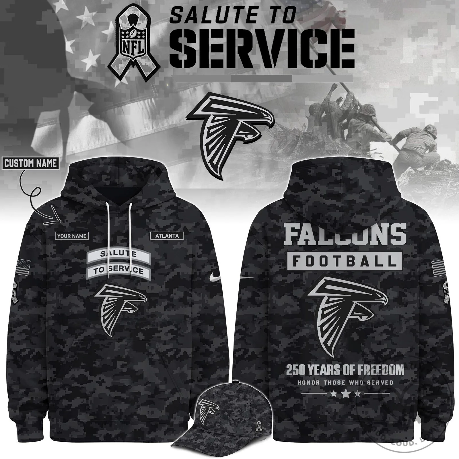 Atlanta Falcons Salute To Service Football Team Hoodie