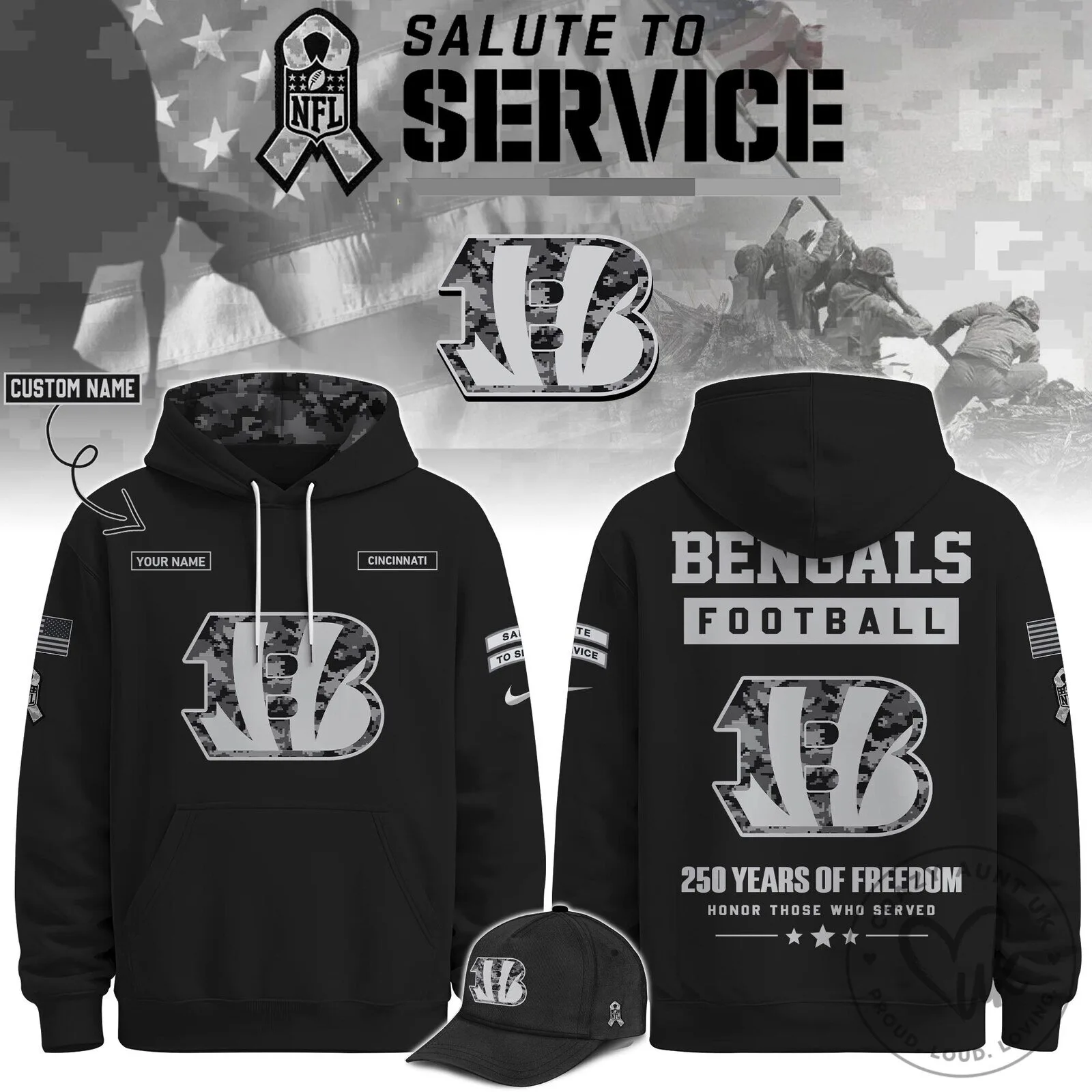 Cincinnati Bengals Salute To Service Veterans Day Football Hoodie