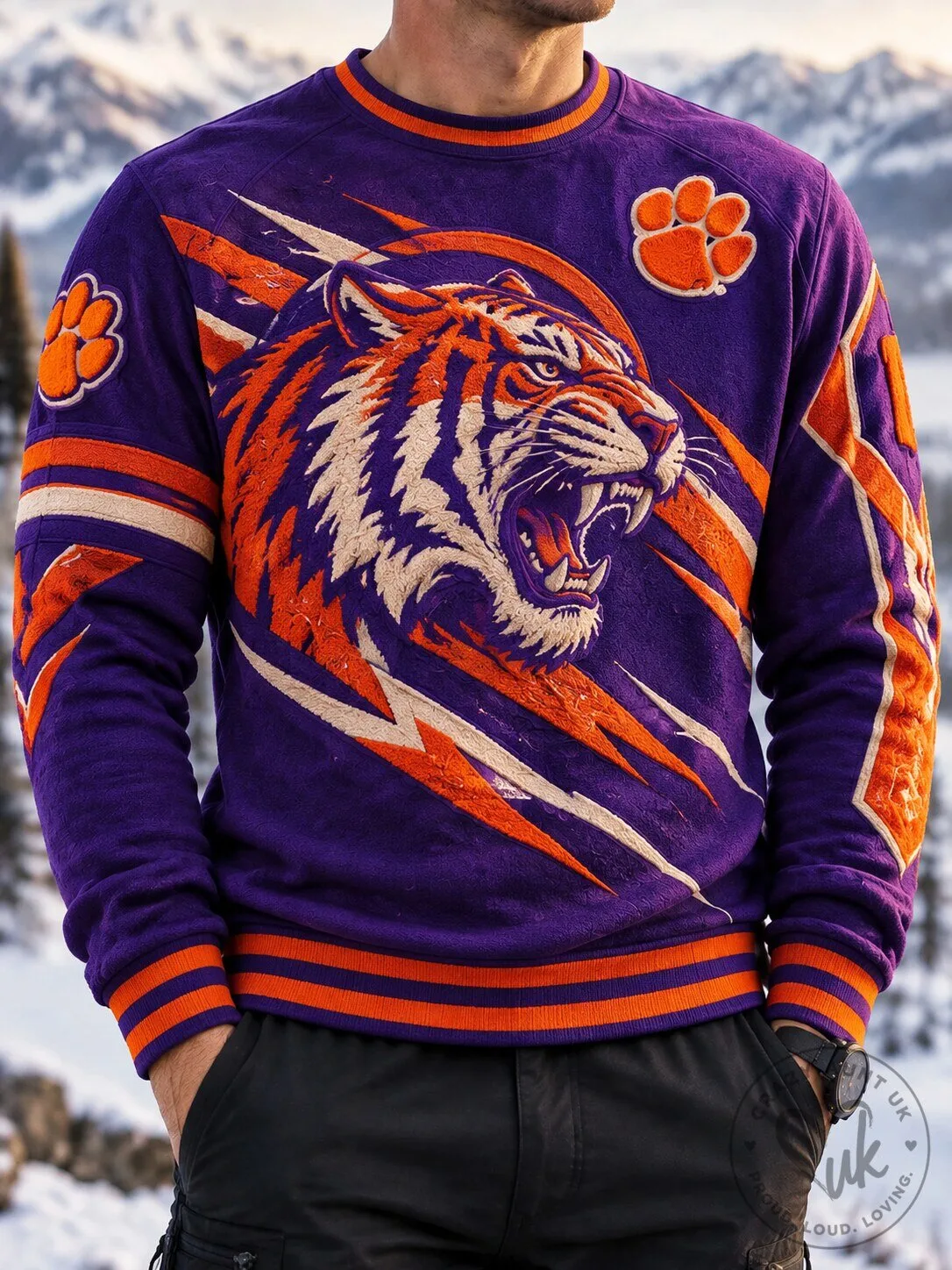 Clemson Tigers Football Team Mascot Purple Crewneck Sweatshirt