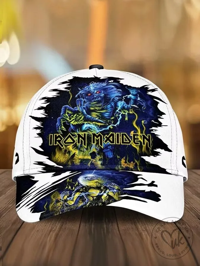 Iron Maiden Eddie The Head Heavy Metal Music Band White Baseball Cap Hat