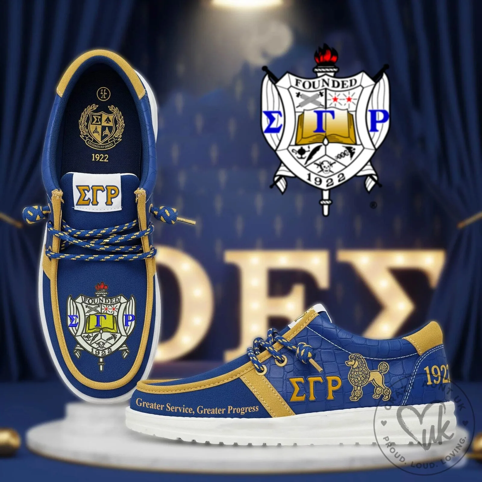 Sigma Gamma Rho Sorority Loafer Shoes with Greater Service Greater Progress