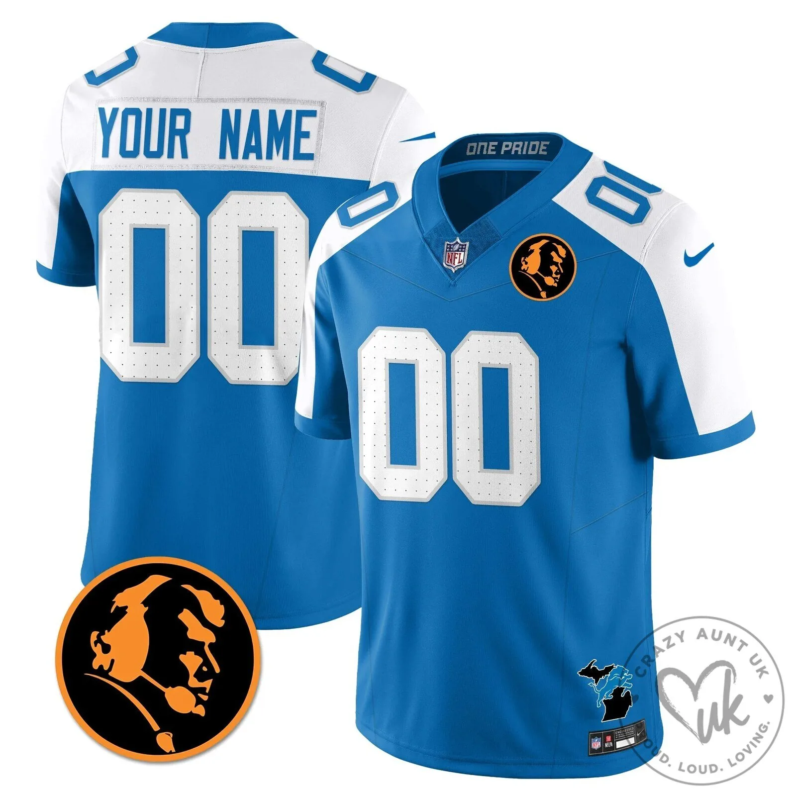 NFL Football Jersey of John Madden for Detroit Lions