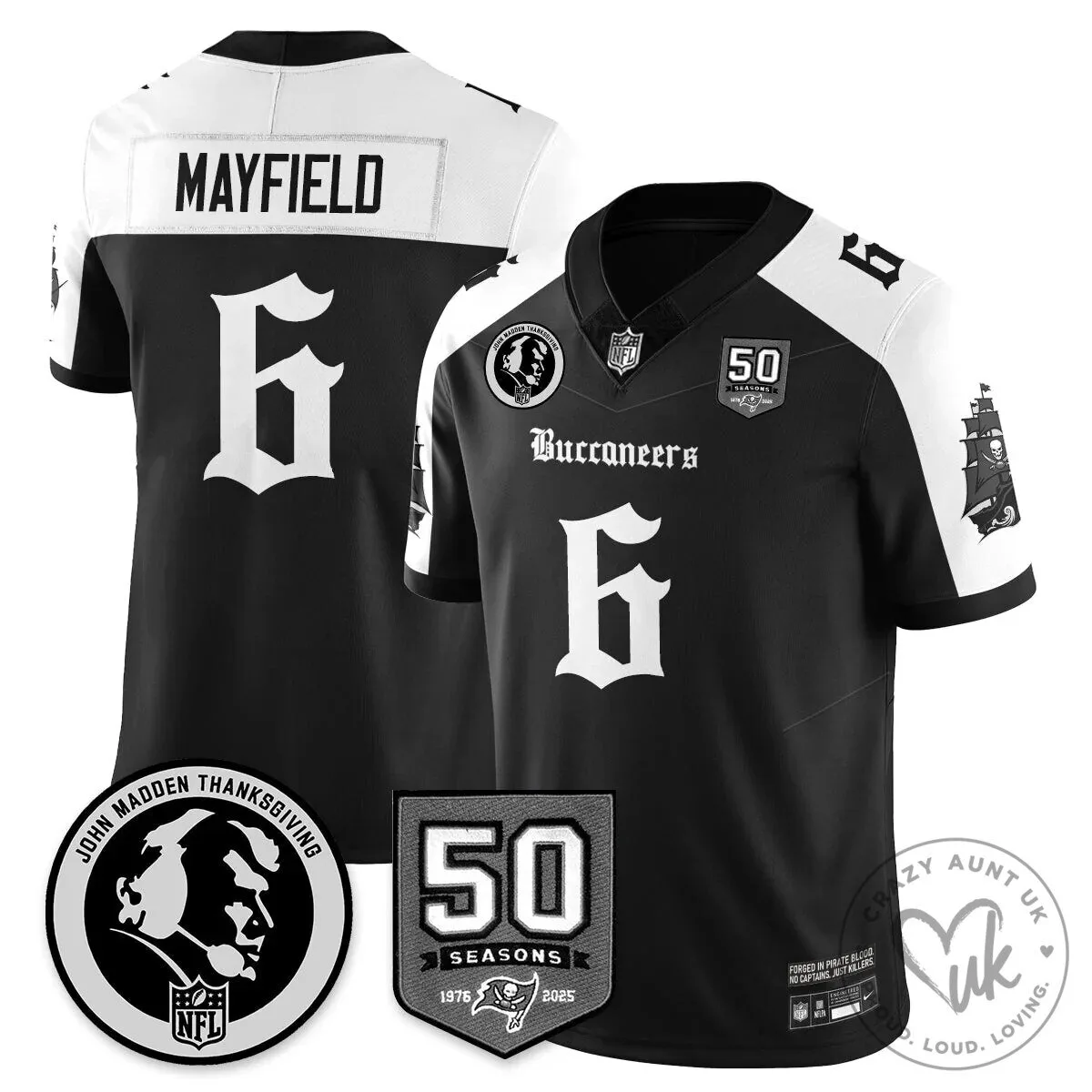 Thanksgiving Football Jersey for Tampa Bay Buccaneers: John Madden & Mayfield Edition 5 Thanksgiving Football Jersey for Tampa Bay Buccaneers: John Madden & Mayfield Edition