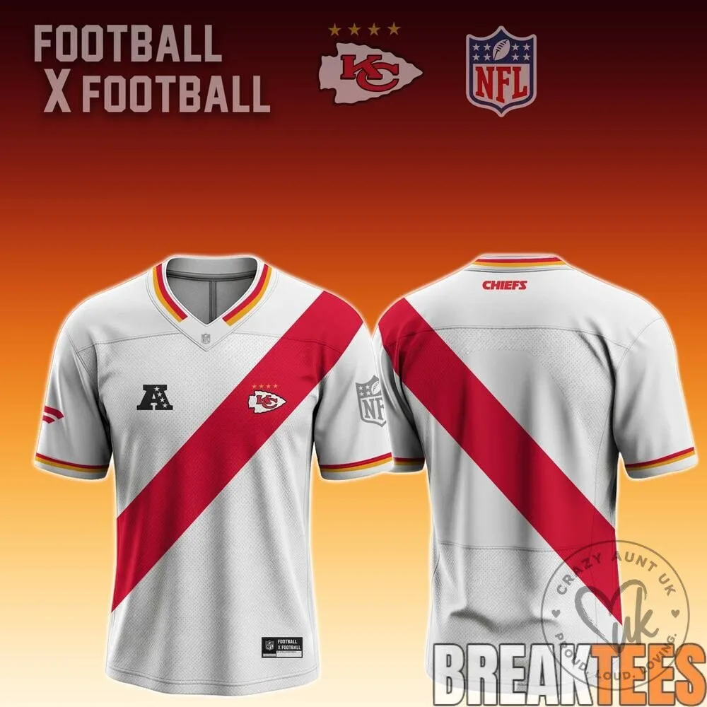 Kansas City Chiefs Football Club White and Red Custom Football Jersey