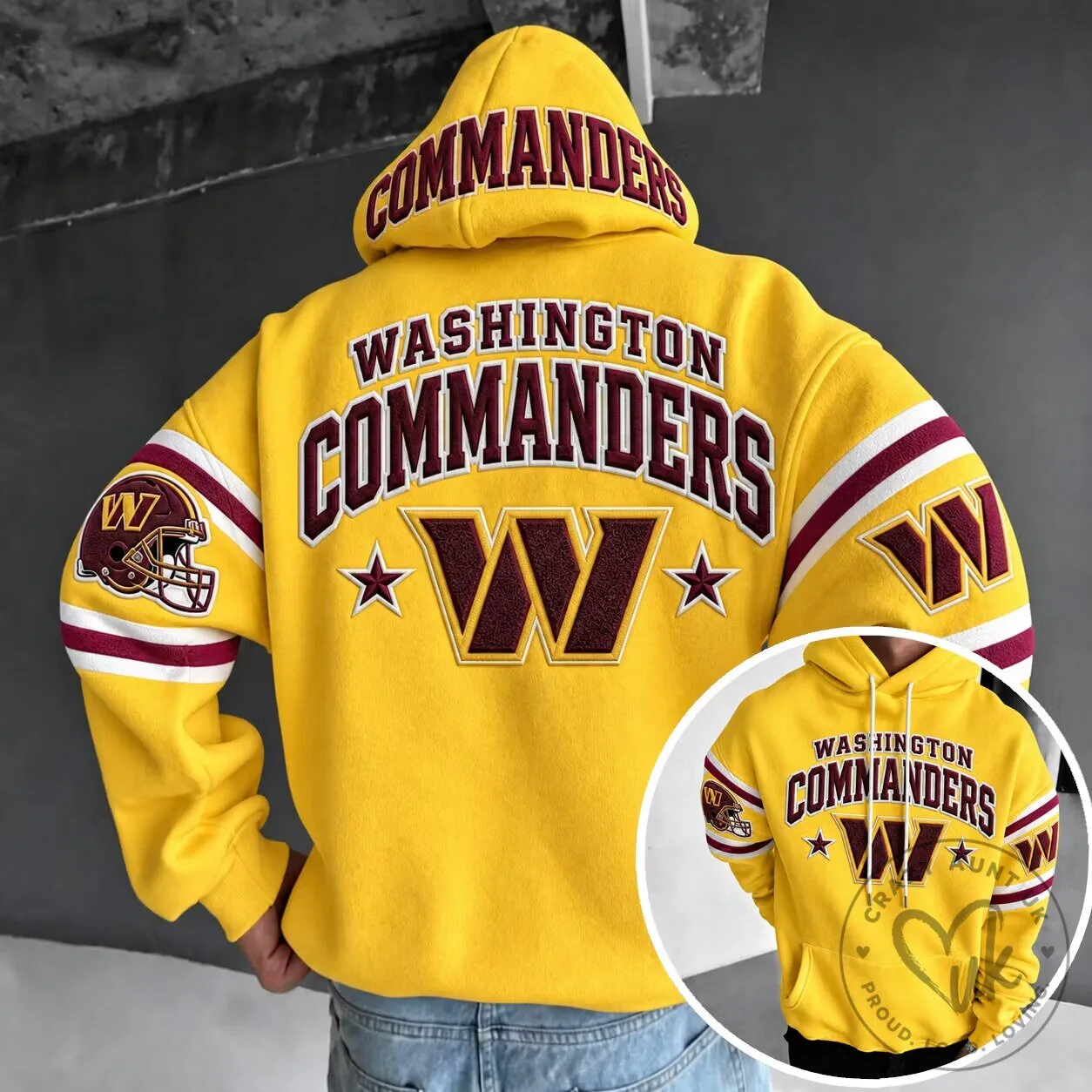 Washington Commanders Football Team Logo Gold Hoodie