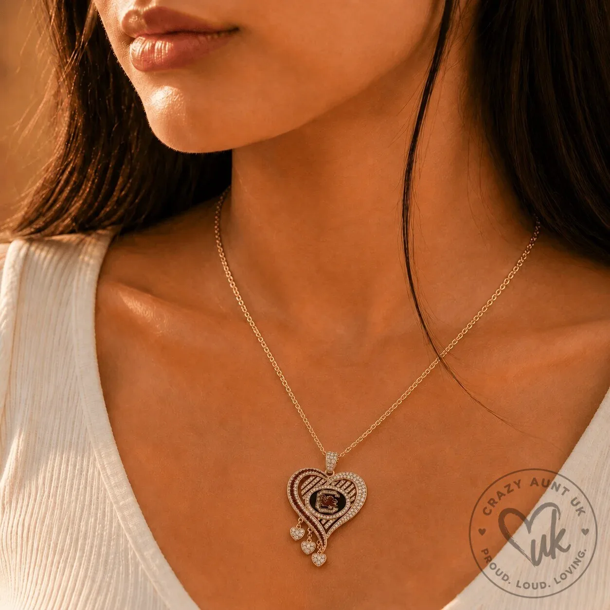 South Carolina Gamecocks Heart Shaped Diamond Pendant Necklace 10 South Carolina Gamecocks Heart Shaped Diamond Pendant Necklace