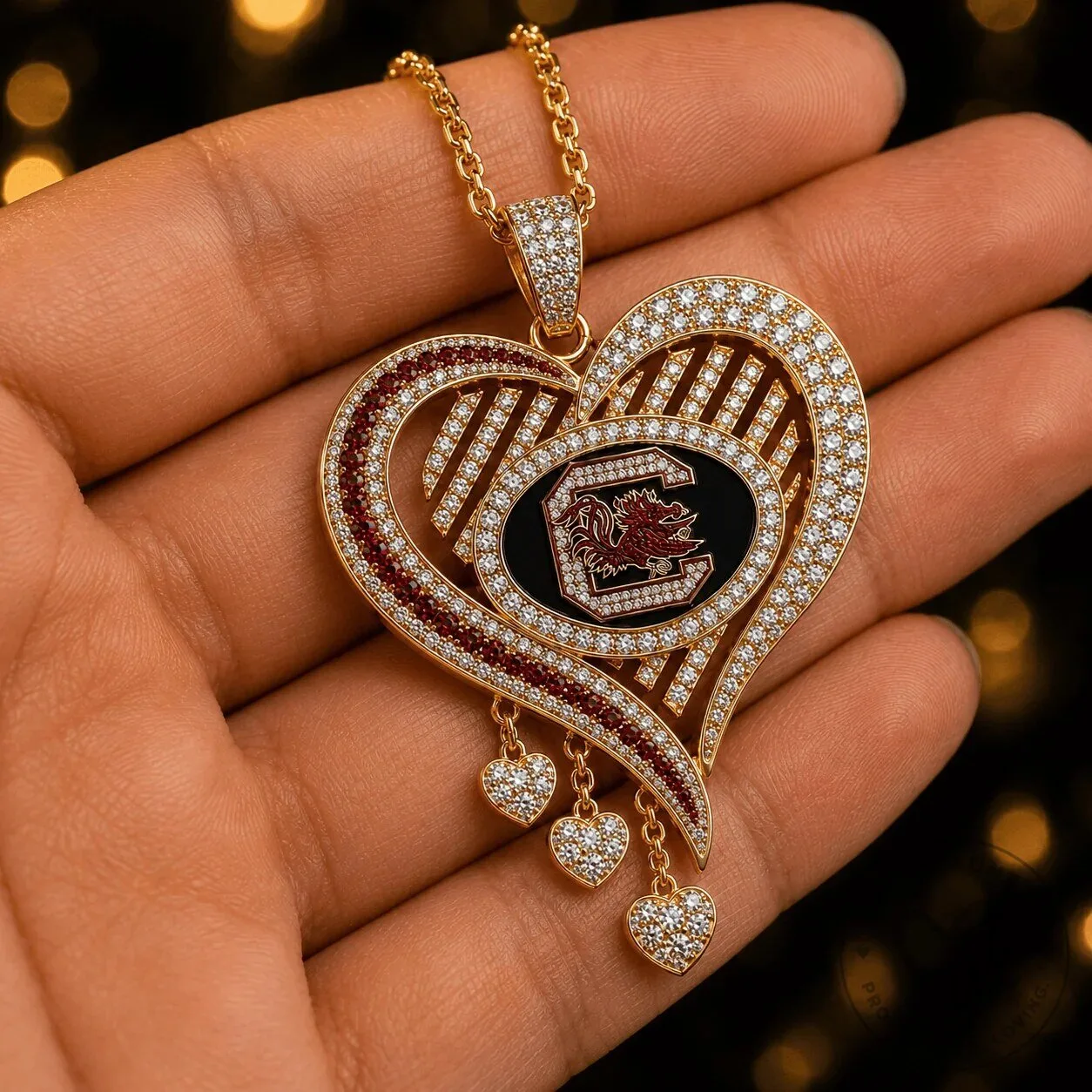 South Carolina Gamecocks Heart Shaped Diamond Pendant Necklace 11 South Carolina Gamecocks Heart Shaped Diamond Pendant Necklace