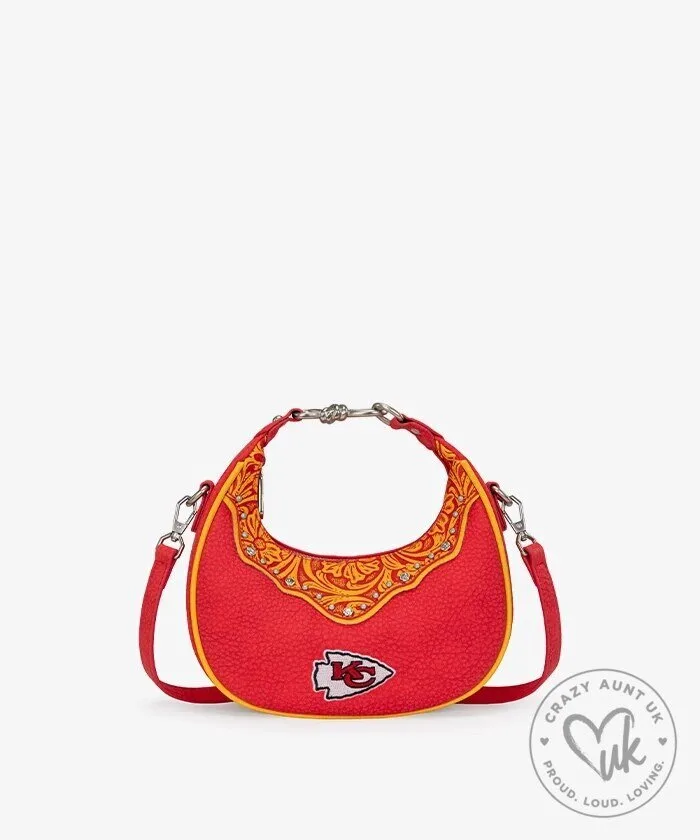 Kansas City Chiefs Embossed Leather Crossbody Bag with Rhinestone Accents