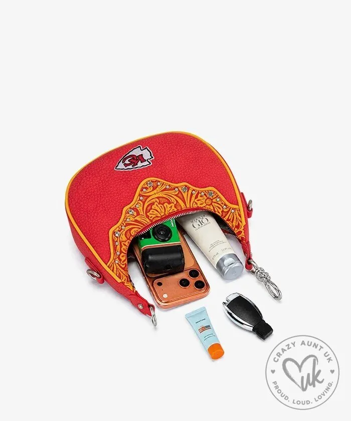 Kansas City Chiefs Embossed Leather Crossbody Bag with Rhinestone Accents 16 Kansas City Chiefs Embossed Leather Crossbody Bag with Rhinestone Accents