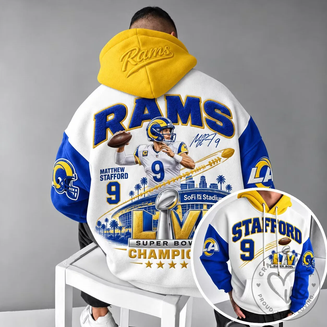Los Angeles Rams Matthew Stafford Super Bowl Champions Football Hoodie