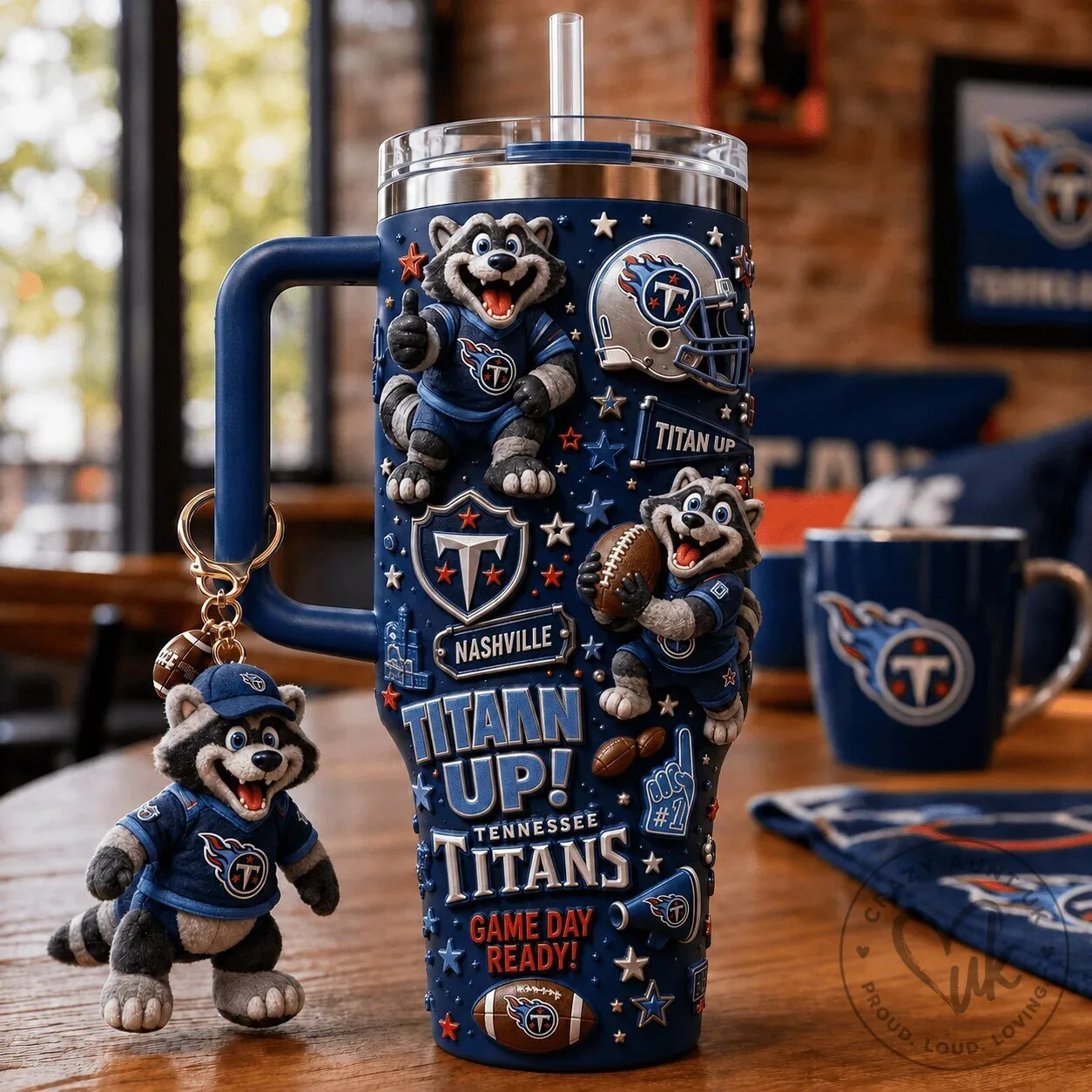Tennessee Titans Football Team 40oz Stainless Steel Insulated Tumbler with Handle