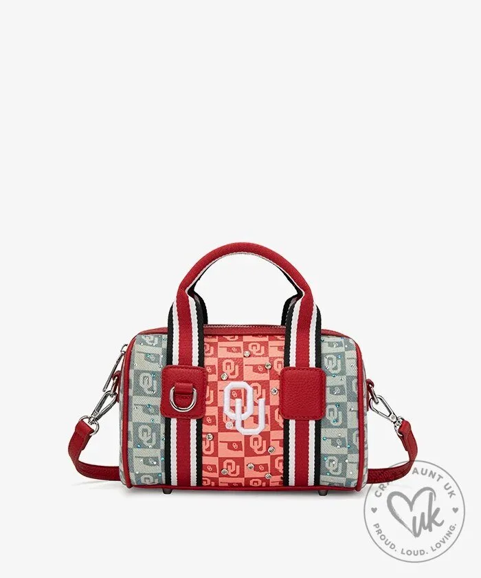 Oklahoma Sooners Women's Red and White Patterned Small Bowling Bag
