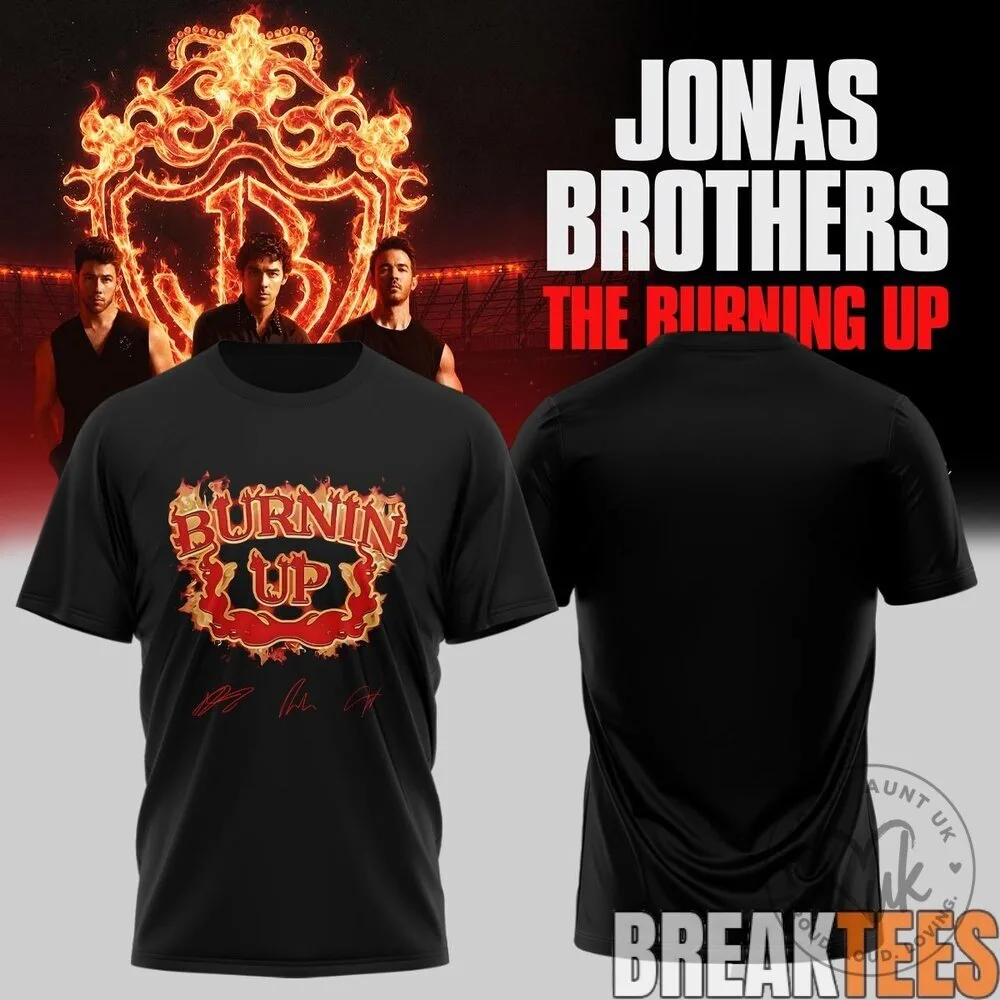 Jonas Brothers The Burning Up Tour Concert Music Band Black T-Shirt