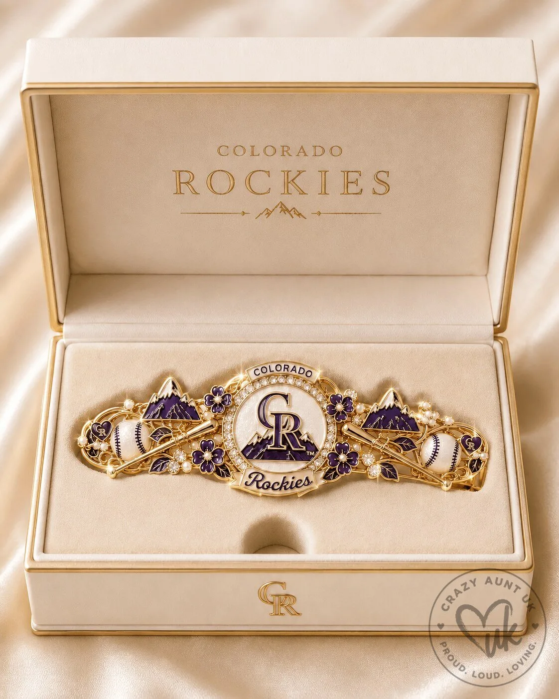 Colorado Rockies Baseball Team Gold Tone Hair Clip for Women