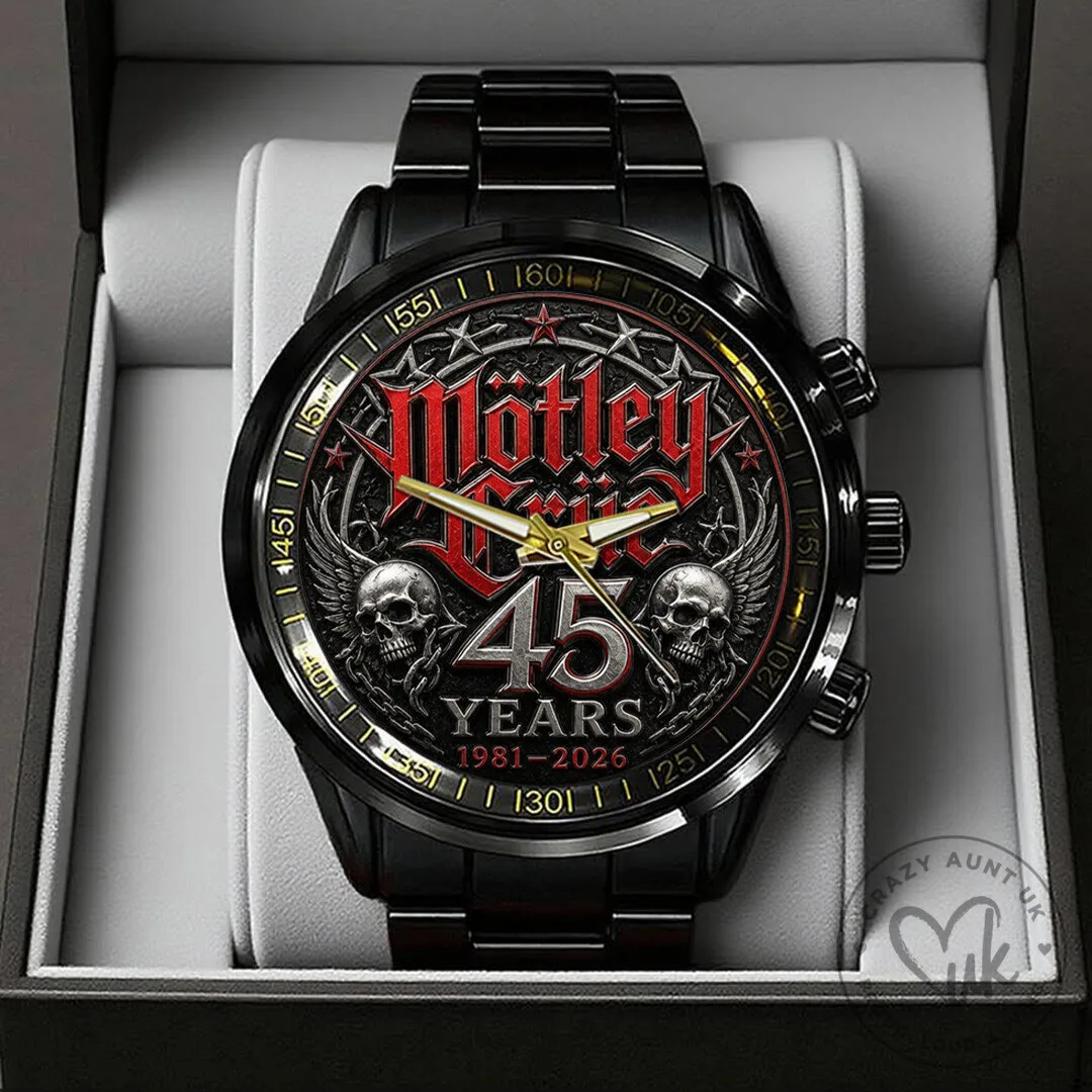 Motley Crue 45 Years Anniversary Black Stainless Steel Watch