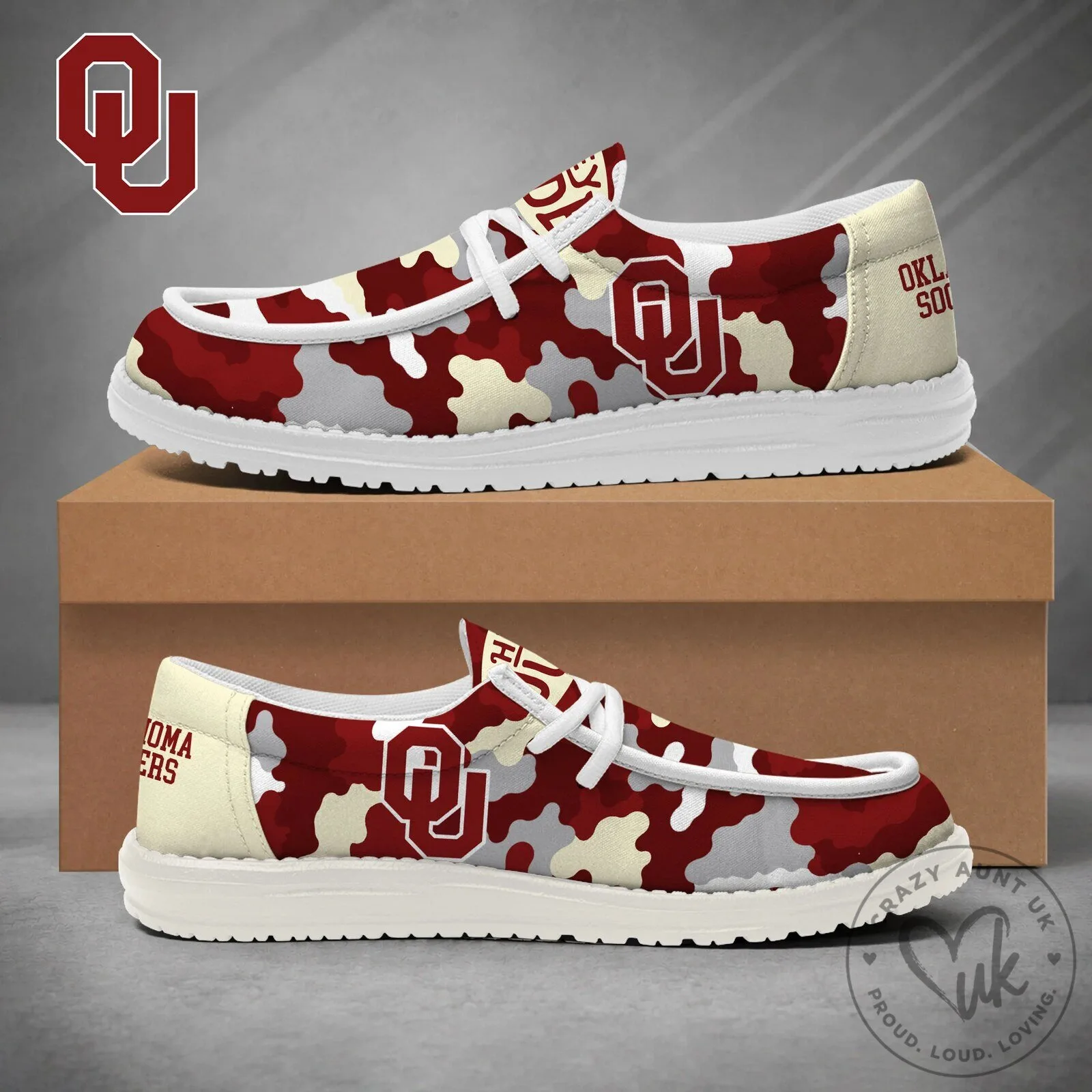 Oklahoma Sooners NCAA Camouflage Pattern Loafer Shoes