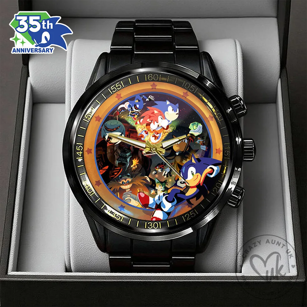 Sonic The Hedgehog 35th Anniversary Black Stainless Steel Watch 1 Sonic The Hedgehog 35th Anniversary Black Stainless Steel Watch