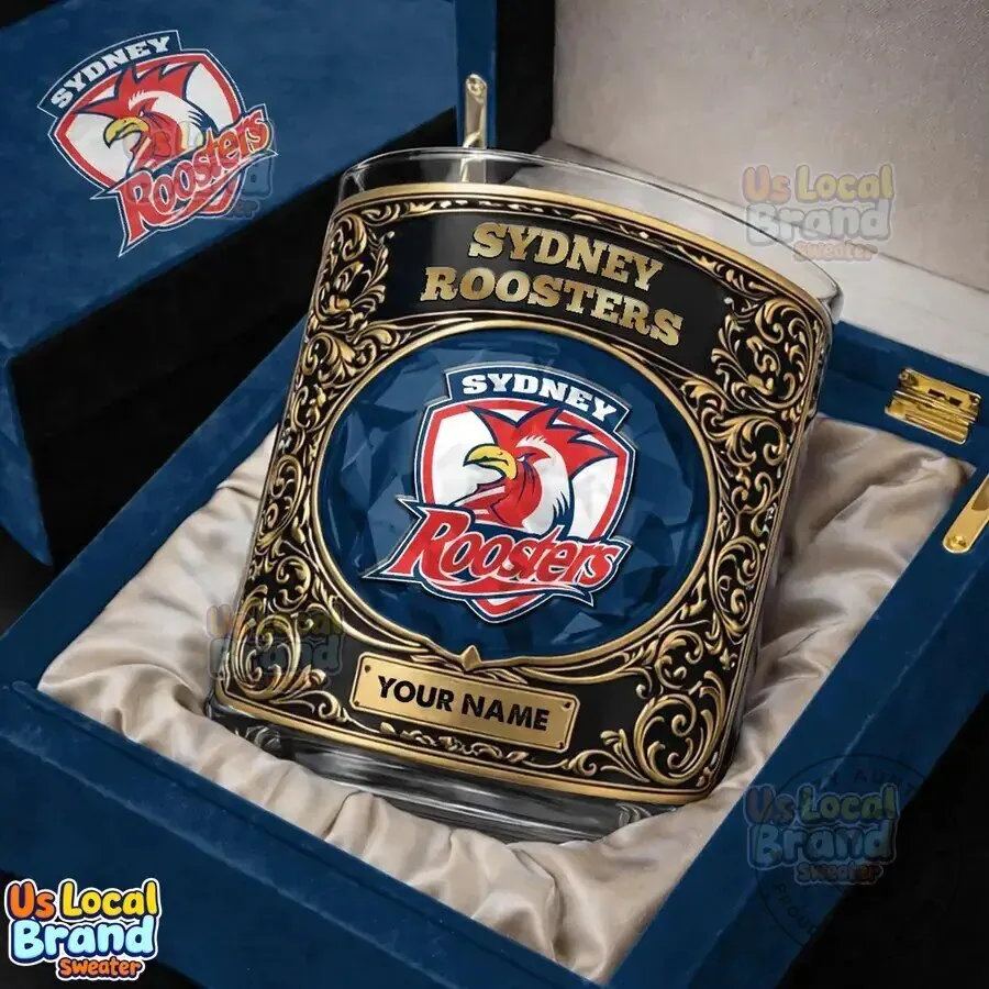 Sydney Roosters Rugby League Team Engraved Whiskey Glass 7 Sydney Roosters Rugby League Team Engraved Whiskey Glass