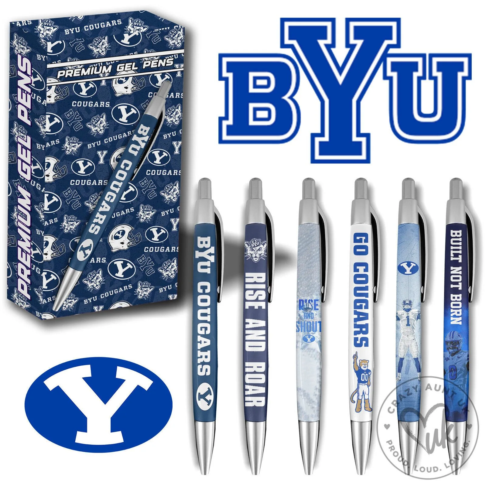 BYU Cougars College Football Team Premium Gel Pen Set