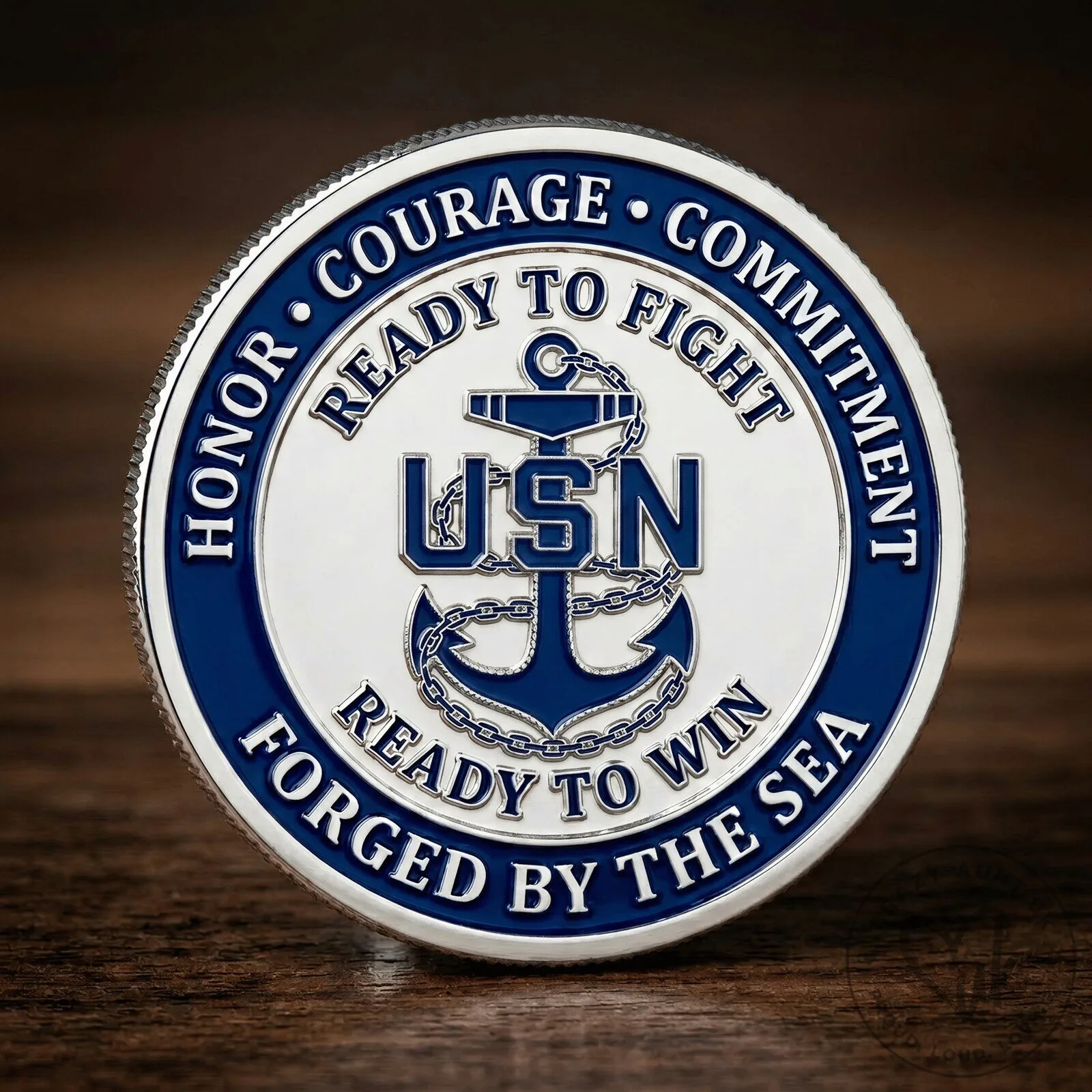 United States Navy Anchor Challenge Coin, Ready To Fight Forged By The Sea 1 United States Navy Anchor Challenge Coin, Ready To Fight Forged By The Sea