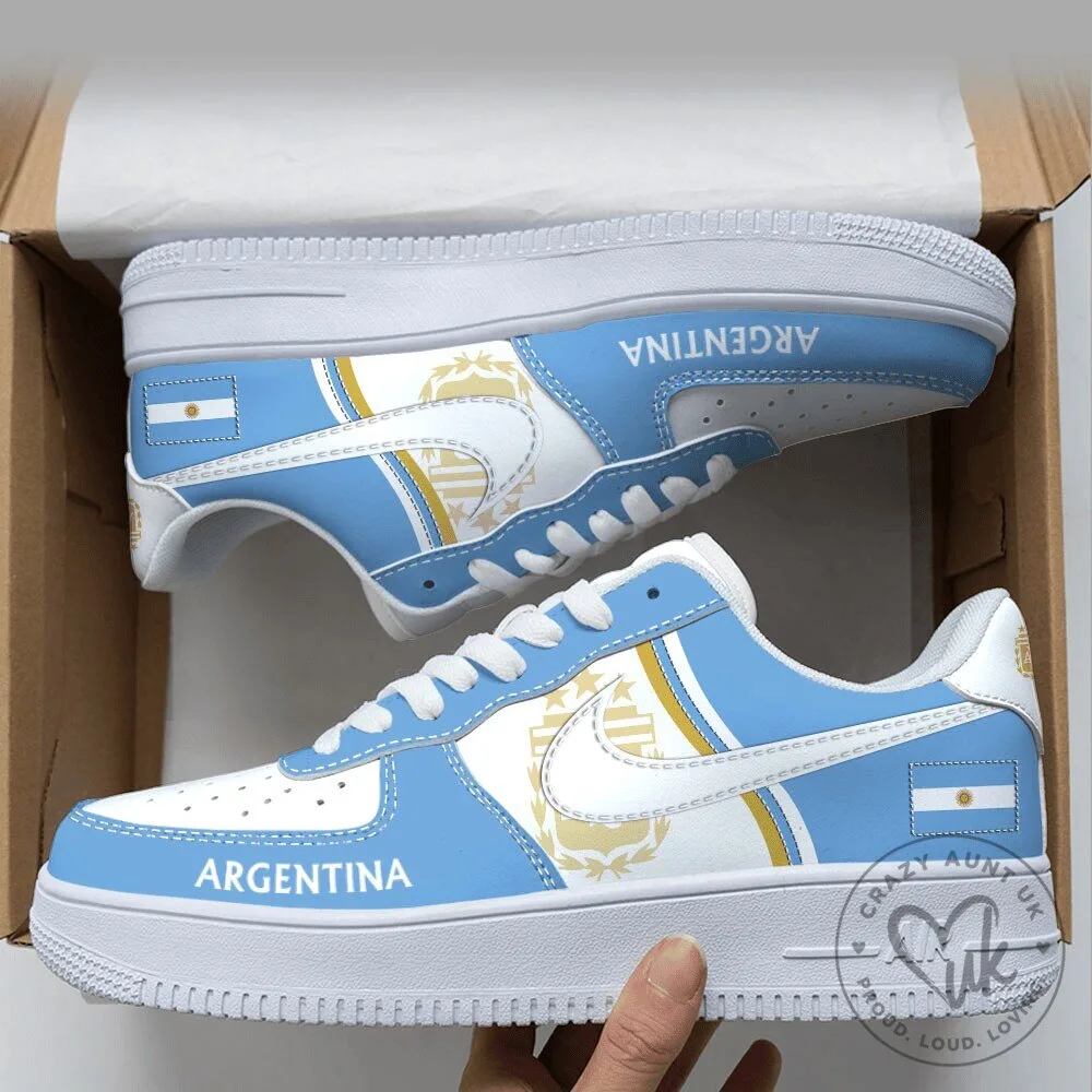 Argentina National Flag Custom Design Printed Air Force 1 Style Sneakers