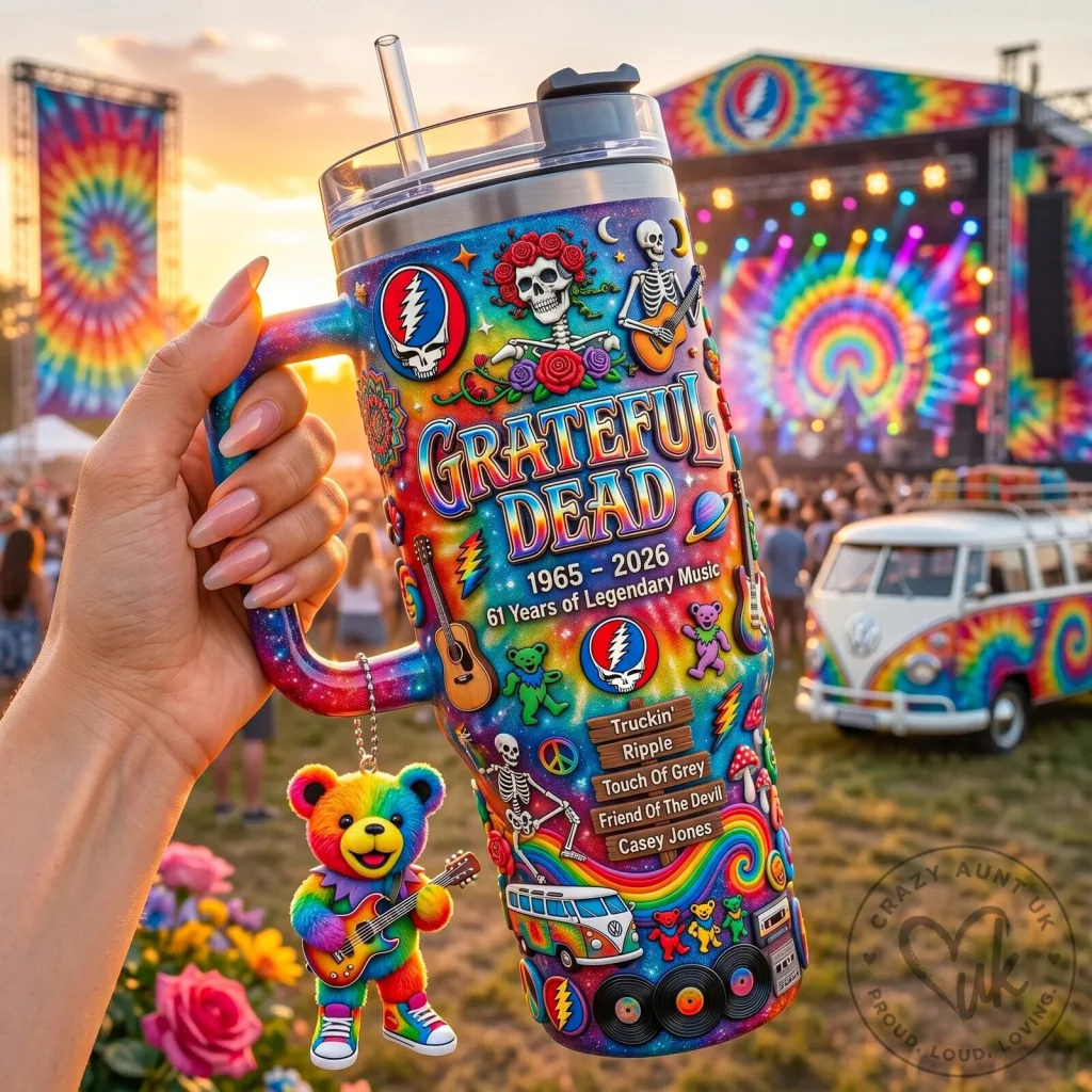 Grateful Dead 61 Years of Legendary Music Rainbow Tumbler