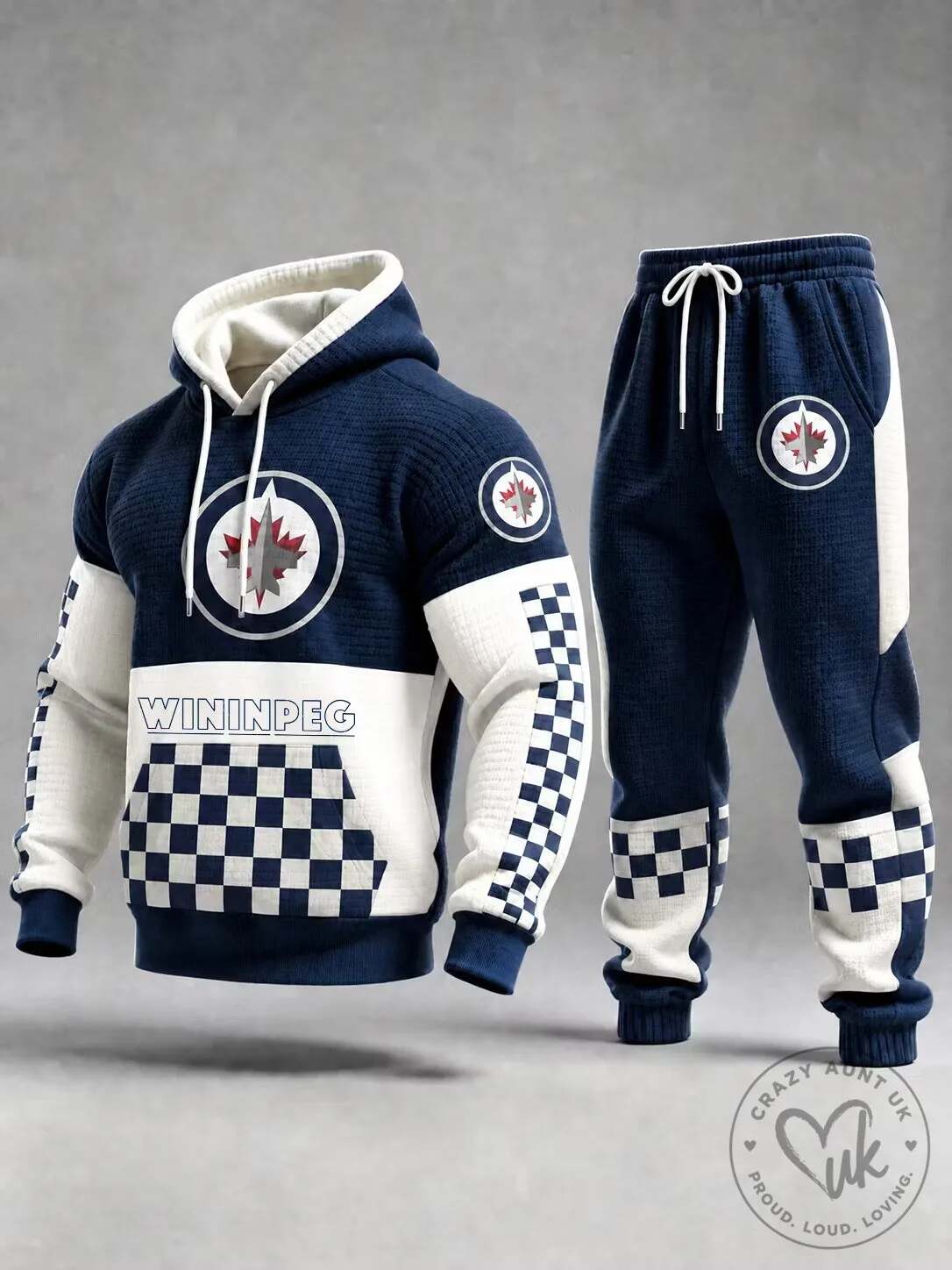 Winnipeg Jets Checkerboard Pattern Hoodie and Jogger Pants Set
