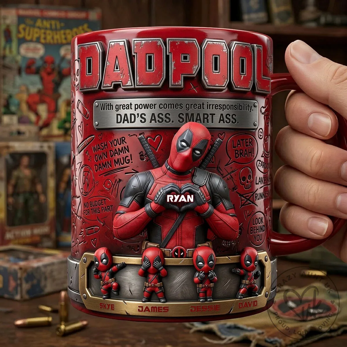 Deadpool Dadpool With Great Power Comes Great Irresponsibility Personalized Coffee Mug