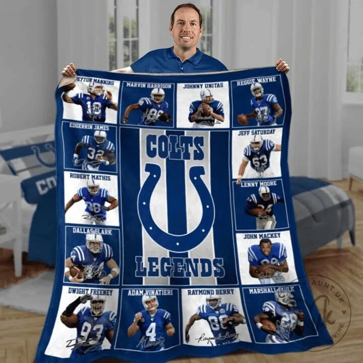 Indianapolis Colts Legends Football Team Player Roster Fleece Blanket