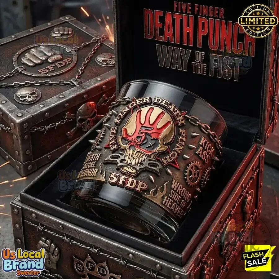 Five Finger Death Punch Way of the Fist Skull Whiskey Glass