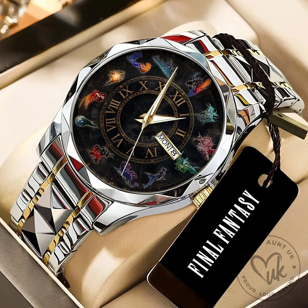 Final Fantasy Zodiac Sign Luxury Quartz Watch with Stainless Steel Band