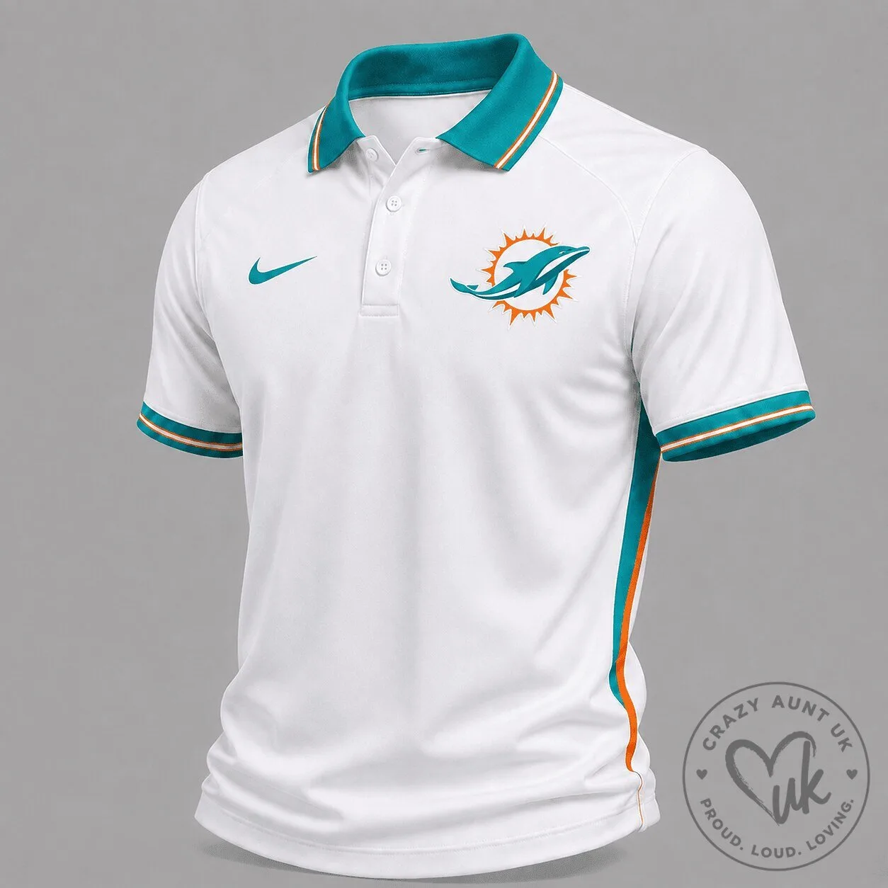 Miami Dolphins NFL Football Team White Polo Shirt for Men