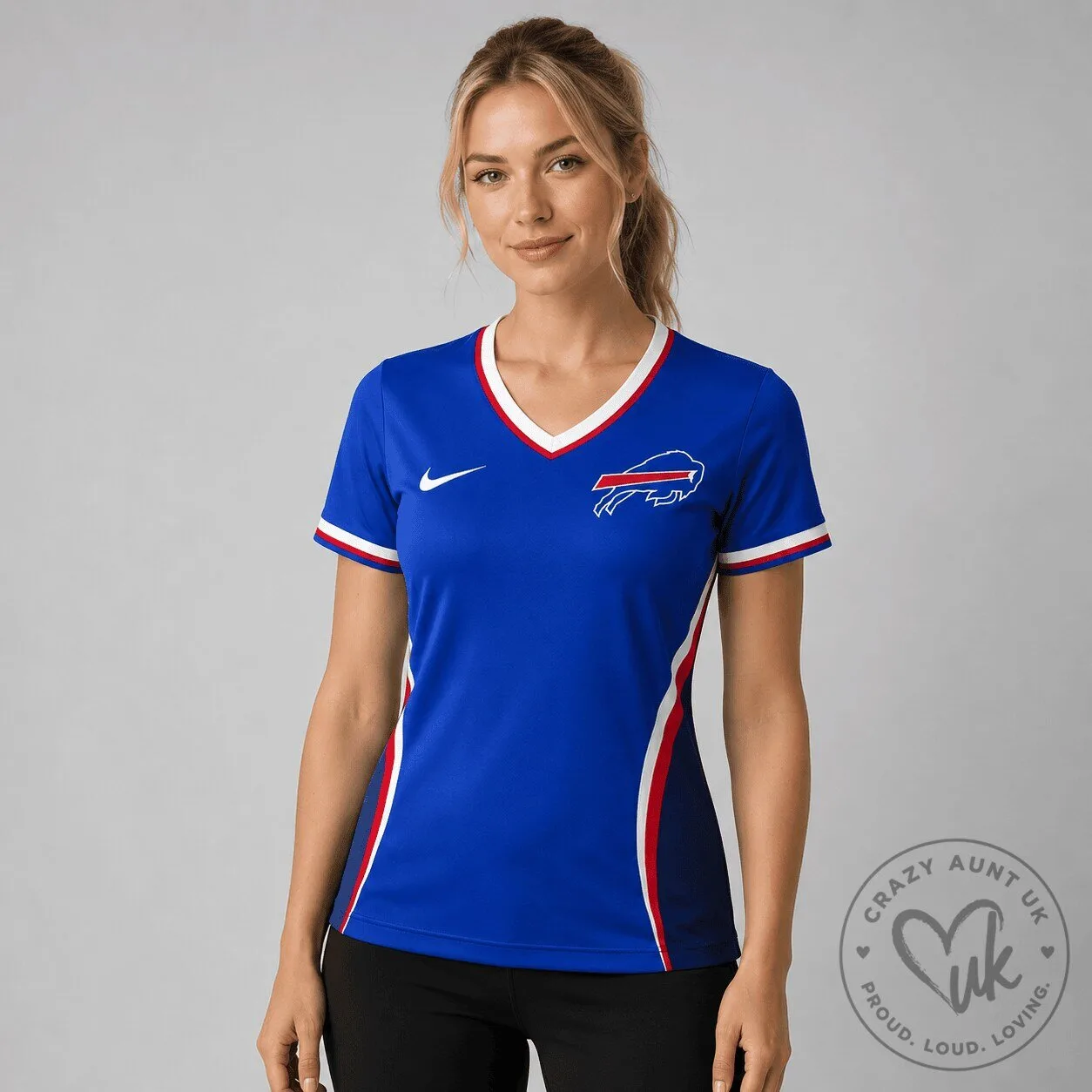 Buffalo Bills Shirt for Women, Performance V-Neck Short Sleeve Football Fan Apparel