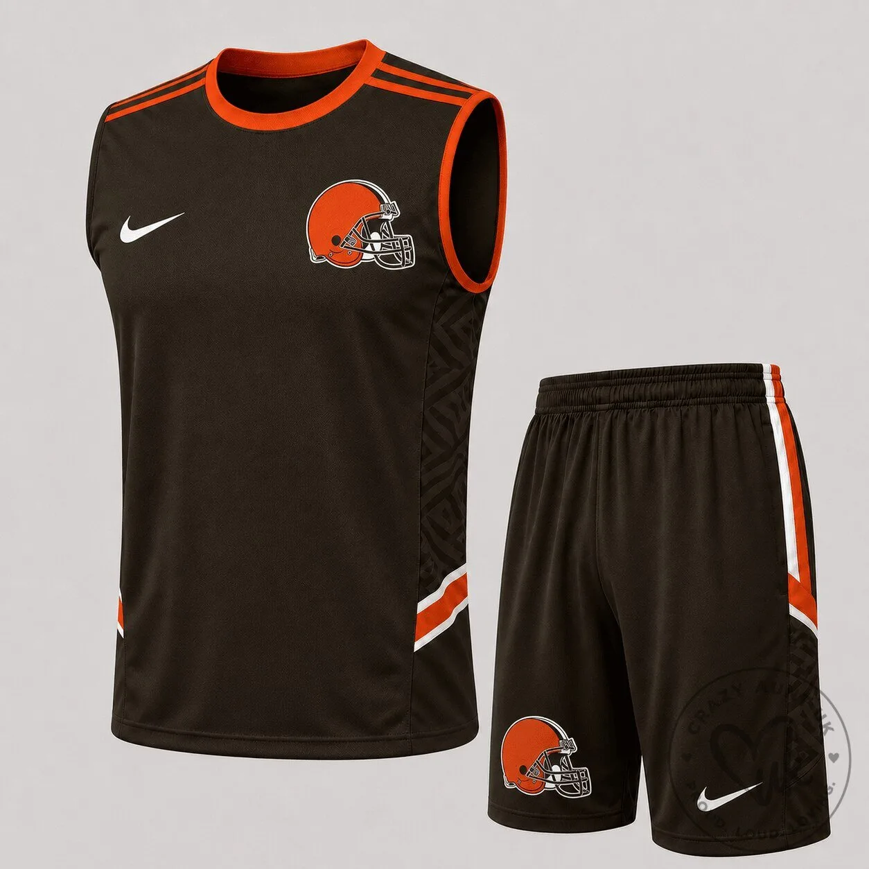 Cleveland Browns Football Team Brown and Orange Tank Top and Shorts Set