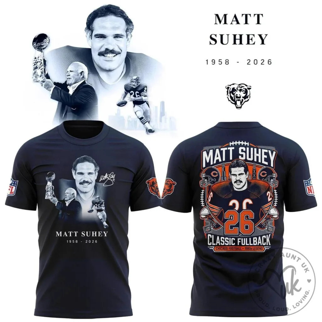 Matt Suhey Chicago Bears Shirt, Classic Fullback 1980s Legend Memorial T-Shirt 41 Matt Suhey Chicago Bears Shirt, Classic Fullback 1980s Legend Memorial T-Shirt