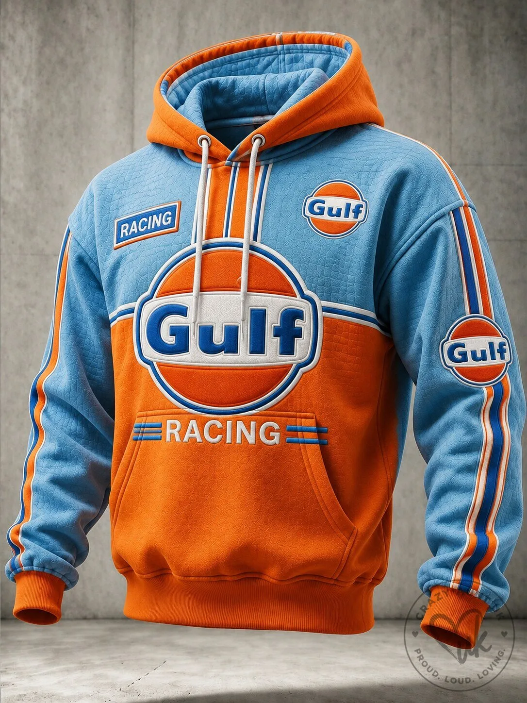Gulf Racing Retro Striped Pullover Hoodie