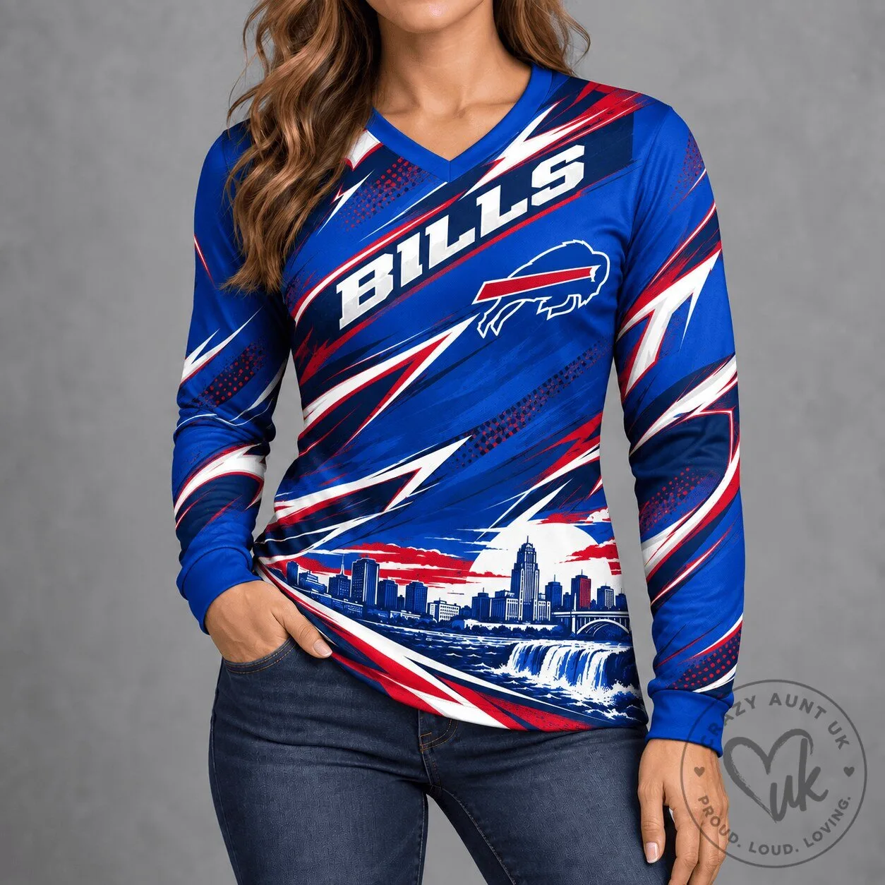 Buffalo Bills Women's City Horizon Graphic Long-Sleeve V-Neck Shirt
